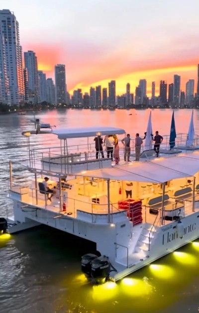 Sunset on a catamaran